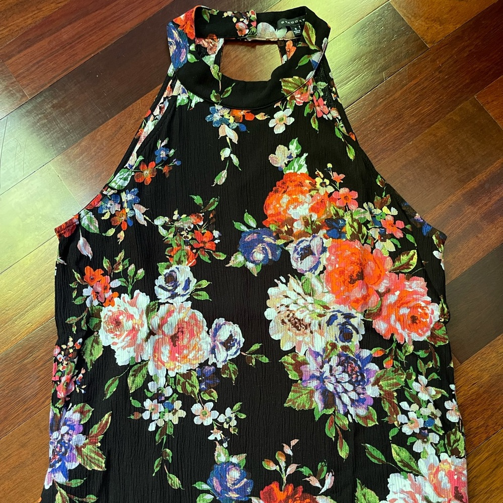 Staccato Black Floral Halter Neck Top
